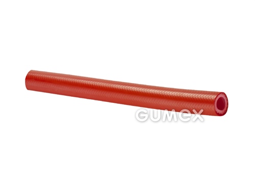 Silikónová hadica, 3/8mm, FDA, BGVV, 20bar, 70°ShA, průplet z polyesterového vlákna, -60°C/+200°C, červená